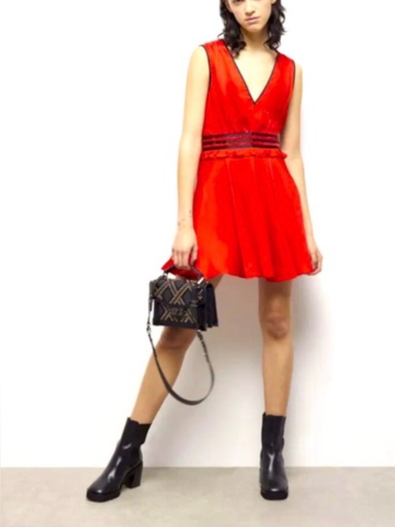 Nwt The Kooples Red Ruffled V Neck Dress S